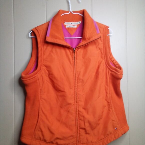 Tommy Hilfiger Vest Jacket L Full Zip Orange Pink - Picture 4 of 13